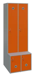 SSB - 180 - 60 šatní skříň s botníkem, 2-dvéřová, 1800x600x400/600 mm, korpus šedý, dvířka pomeranč